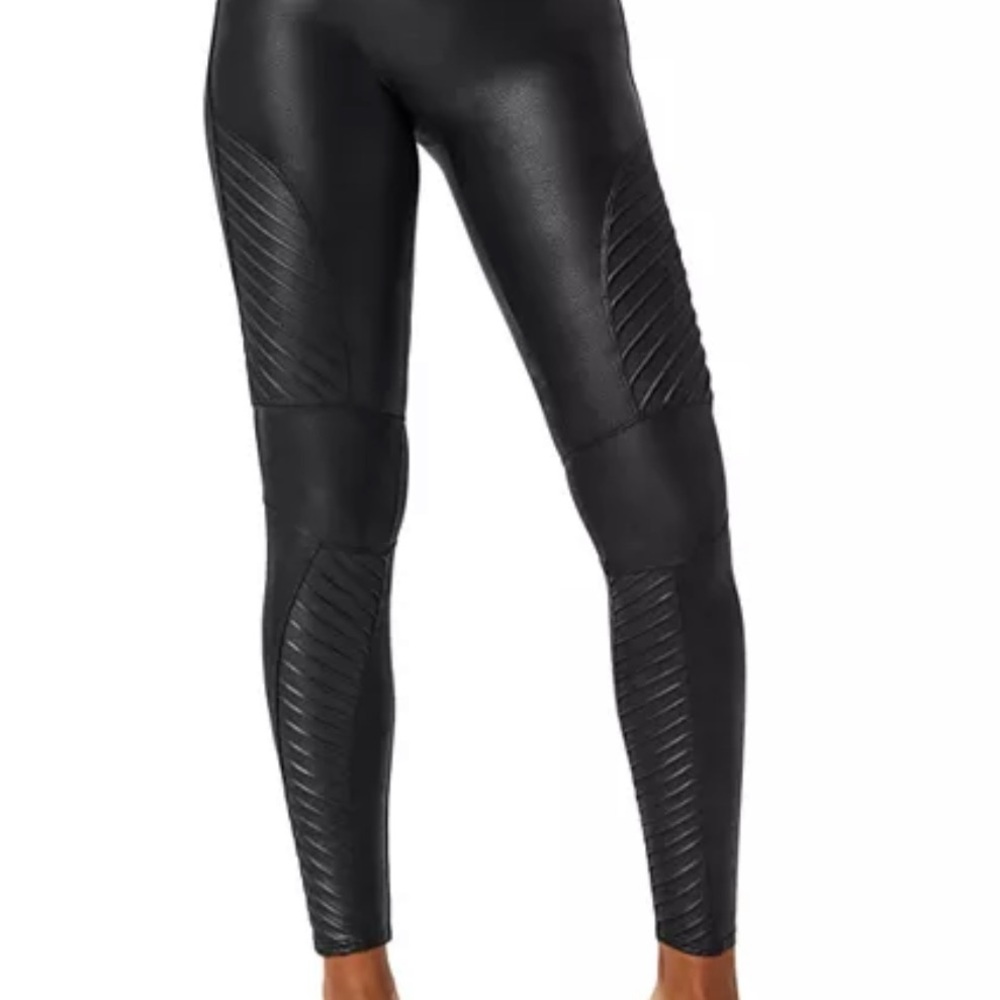 SPANX Black Moto-Style faux leather Leggings